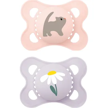 dudlíky MAM Dudlík silikonový Original 0+m (2ks) - růžový/fialový