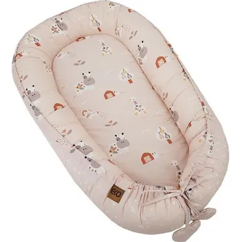 Hnízdečko pro miminko EKO Hnízdo pro miminko oboustranné bavlněné My farm Stars Powder pink 90x60 cm