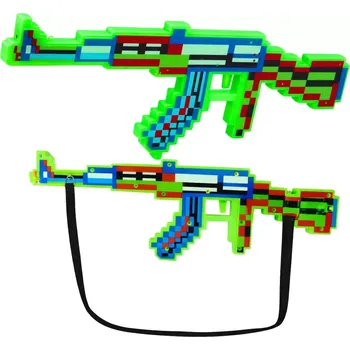 Dětská zbraň Pikselová zelená hračka puška se světly a zvuky 45 cm