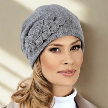 Čepice Krumlovanka Dámská zimní čepice 100% vlna W-0198/983M šedomodrý melange