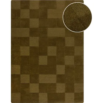 Koberec Khaki ručně tkaný vlněný koberec 200x290 cm Checkerboard – Flair Rugs ID_1687596