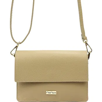 Kabelka Kožená crossbody kabelka MiaMore 01-054 béžová