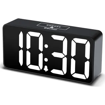 Budík Digitální LED budík Eachui s USB nabíjením černobílý 13,5 x 7 cm