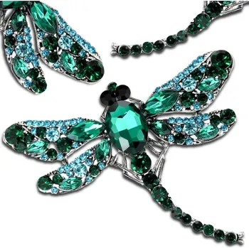 Brož Camerazar Retro Boho Brož s Vážkou a Zirkony, Stříbrná, Velikost 5x3 cm