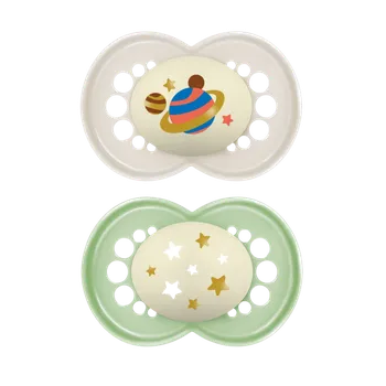 dudlíky MAM Dudlík silikonový Original Night 6+m (2ks) - šedý/zelený