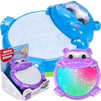 Hudební nástroj pro děti Hudební bubínek hrošík – modrý a fialový