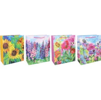 Dárková taška L 31 × 42 × 12 cm – květinový motiv, mix variant