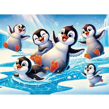 Dětské zboží Dřevěné puzzle Veselí tučňáci WOODEN CITY, 40 dílků