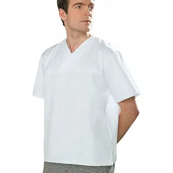 Pracovní oblečení Mikina s výstřihem do V bílá - krátký rukáv - velikost 42