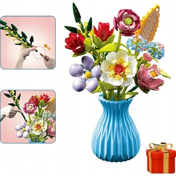 ostatní stavebnice STAVEBNICE KVĚTINY VE VÁZE SADA 109 DÍLKŮ. 3D KYTICE KVĚTIN VÁZA