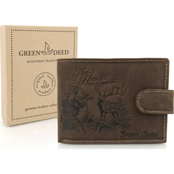 Peněženka Green Deed peněženka pravá nubuková kůže hnědá - muž