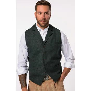 Pánská vesta JP1880, Plus size Tvídová vesta JP1880, FLEXNAMIC®, klopy, úplet na zádech pro plnoštíhlé nadměrná velikost, 828736454-1453, zelený, 4XL, Plus size oblečení, Oblečení pro vysoké muže, Nadměrné velikosti, Oblečení pro plnoštíhlé.