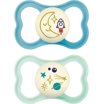 dudlíky MAM Dudlík silikonový AIR Night 16+m (2ks)&nbsp;- tyrkysový/mátový