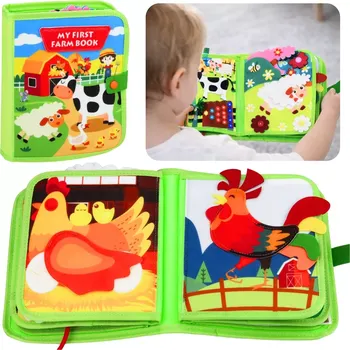 Hračka Sensorická látková knížka farma – montessori aktivitní kniha pro děti