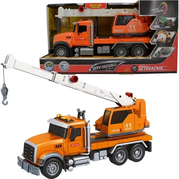 autíčko CITY SERVICE CAR - 1:14 - Nákladní auto s jeřábem (se zvukem, světly a dalšími funkcemi)
