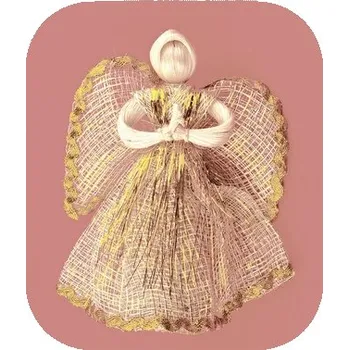 Vánoce Anděl z abaky se zlatým lemem 15cm