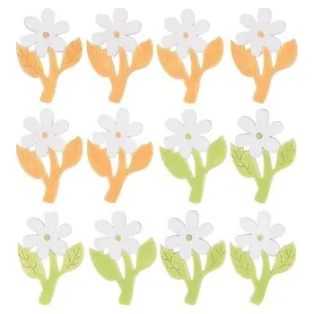 Dřevěné kytičky s lepíkem 4 cm, 12 ks v sáčku