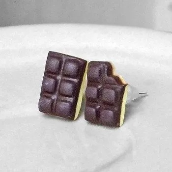 Náušnice Fimos Sladké náušnice pecky Fimo - hořko-bílá čokoláda S3381