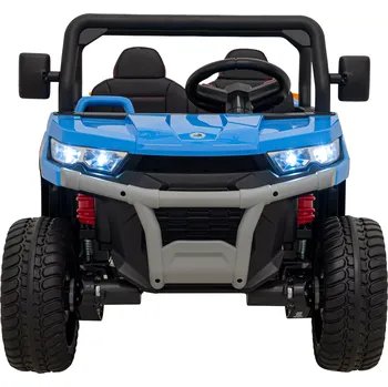 Dětské elektrovozidlo Dětské elektrické auto pick‑up 4x4 s kiperem, kufrem, dálkovým ovládáním a LED – modré