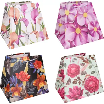 Dárková papírová taška S 17,5 × 21 × 13,8 cm – květinový motiv