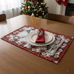 Kuchyňský vánoční ubrus / prostírání CYH5933GC, sněhulák, vínová, 30x45cm (obdélník)