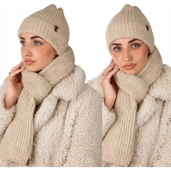 Čepice Dámský set módní ČEPICE , teplý zimní šátek Vyrobeno Polské 25501