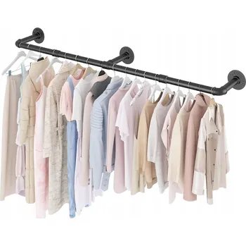 Věšák Nástěnný věšák na oblečení černý loft 120 cm