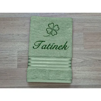 Ručník Ručník TATÍNEK se čtyřlístkem 50x100 linie zelená