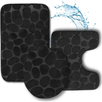 Koupelnová předložka Camerazar Sada koupelnových předložek 3ks s černou protiskluzovou podložkou