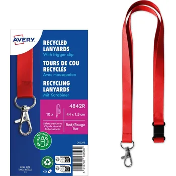 Samolepící etiketa Avery Zweckform 4842R Šňůrky na krk 44x1,5 cm, 10 ks, červené