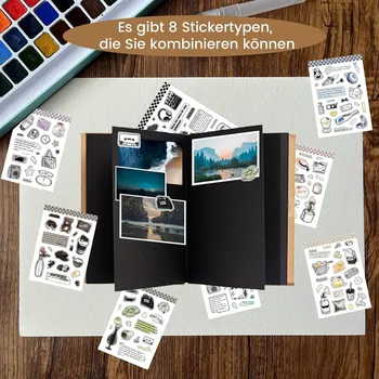 Fotoalbum DIY skládací fotoalbum a scrapbook černé 21 x 15 cm 18 stran