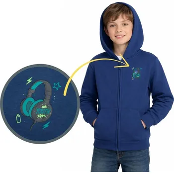 Chlapecká mikina Chlapecká mikina Wolf & Wolfie M2652 s kapucí tmavě modrá