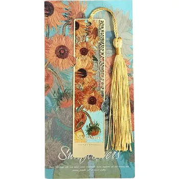 Záložka Camerazar Elegantní kovová záložka do knihy s květinovým vzorem a třásněmi