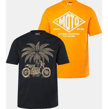 Pánské tričko JP1880, Plus size Tričko JP1880, 2-balení, krátké rukávy, potisk na hrudi, do 8XL pro plnoštíhlé nadměrná velikost, 846665650-1456, oranžový, 7XL, Plus size oblečení, Oblečení pro vysoké muže, Nadměrné velikosti, Oblečení pro plnoštíhlé.