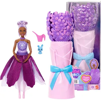 Panenka barbie petal pop květinové překvapení fialová sedmikráska + doplňky