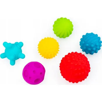 Hračka pro nejmenší Dumel Senzorické míčky hračka v krabici, míčky s různými texturami, 6 ks