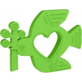 Hračka pro kojence Silikonové kousátko Ptáček zelený Manhattan Toy 0+