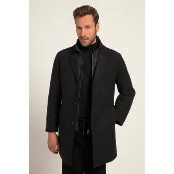 Dámský kabát JP1880, Plus size Kabát, vlněná směs, prošívaná vsadka, klopový límec, do 8XL pro plnoštíhlé nadměrná velikost, 821066100-1456, černý, 7XL, Plus size oblečení, Oblečení pro vysoké muže, Nadměrné velikosti, Oblečení pro plnoštíhlé.