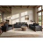 Sedací souprava černé látkové čalounění dřevěné nohy s područkami obývací pokoj čtecí koutek moderní styl Beliani