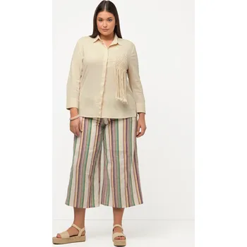 Dámská halenka Ulla Popken, Plus size Halenka, struktura, límeček, dlouhé rukávy, biobavlna pro plnoštíhlé nadměrná velikost, 816240668-1130, žlutý, 50/52, Nadměrné velikosti, Plus size oblečení, Oblečení pro boubelky, Oblečení pro baculky, Oblečení pro plnoštíhlé, Oble