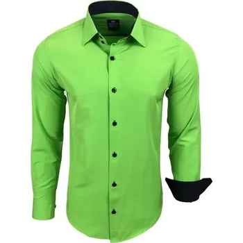 Pánská košile RUSTY NEAL košile pánská R-44 dlouhý rukáv slim fit XL zelená