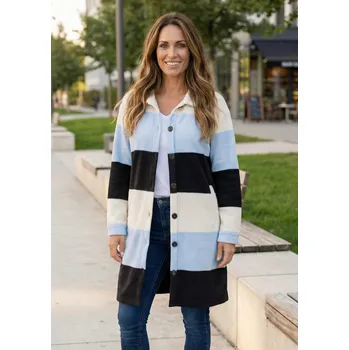 Dámská mikina Dámský kabát KIXMI VENYA MODRÁ 4XL