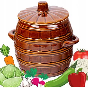 Hrnec SUD K NAKLÁDÁNÍ HRNEC NA OKURKY ZELÍ ZELENINU KAMENINOVÝ 3,2L HNĚDÝ