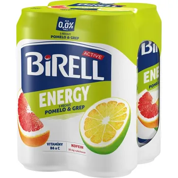 Alkoholický nápoj Birell 0.0 Energy Pomelo & Grep nealkoholické pivo s kofeinem 4×0,5 l plech