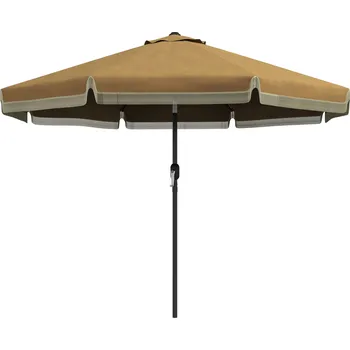 Slunečník Slunečník Outsunny Ø265 cm s třásněmi, sklápěcí slunečník s 8 žebry, ideální na zahradu a balkon, v barvě khaki | Aosom.de