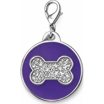 Vojenské psí známky Psí známka kulatá fialová s kostičkou - Psí známka kulatá fialová s kostičkou