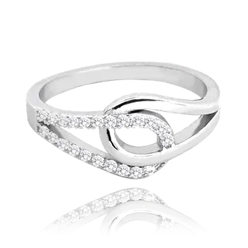 Souprava šperků MINET Propletený stříbrný prsten se zirkony vel. 65