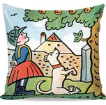 Dětský povlak na polštářek JOSEF LADA FOUKEJ, FOUKEJ VĚTŘÍČKU, zeleno-světle modrý, 40x40cm