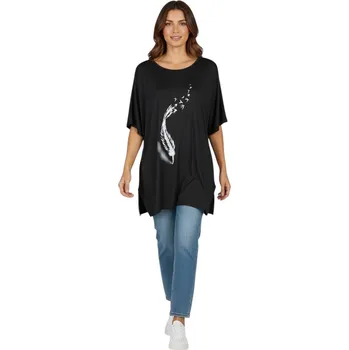 Dámská halenka Dámská nadměrná halenka s krátkým rukávem GARA Barva: Černá