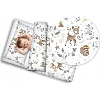 Povlečení Dětské bavlněné povlečení do postýlky 120x90 cm BABYMAM PREMIUM - Srneček a přátelé